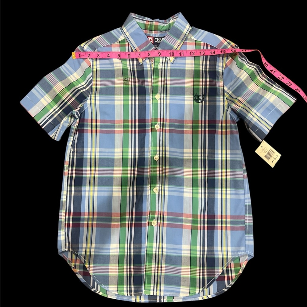 Chaps Blue and Green Casual Button Down Shirt - Picture 3 of 3